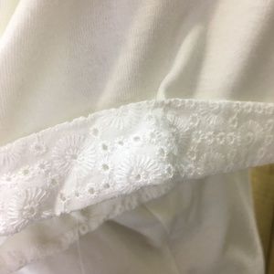 Karen Scott Womens Cotton Eyelet Yoke Top White Size Large